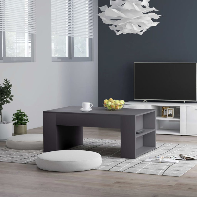 Table basse simple avec rangement Aldren, Gris