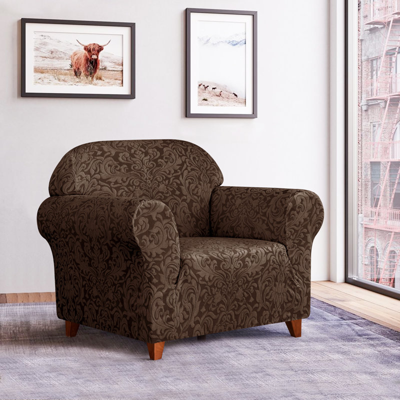 Box Cushion Armchair Slipcover, Brown