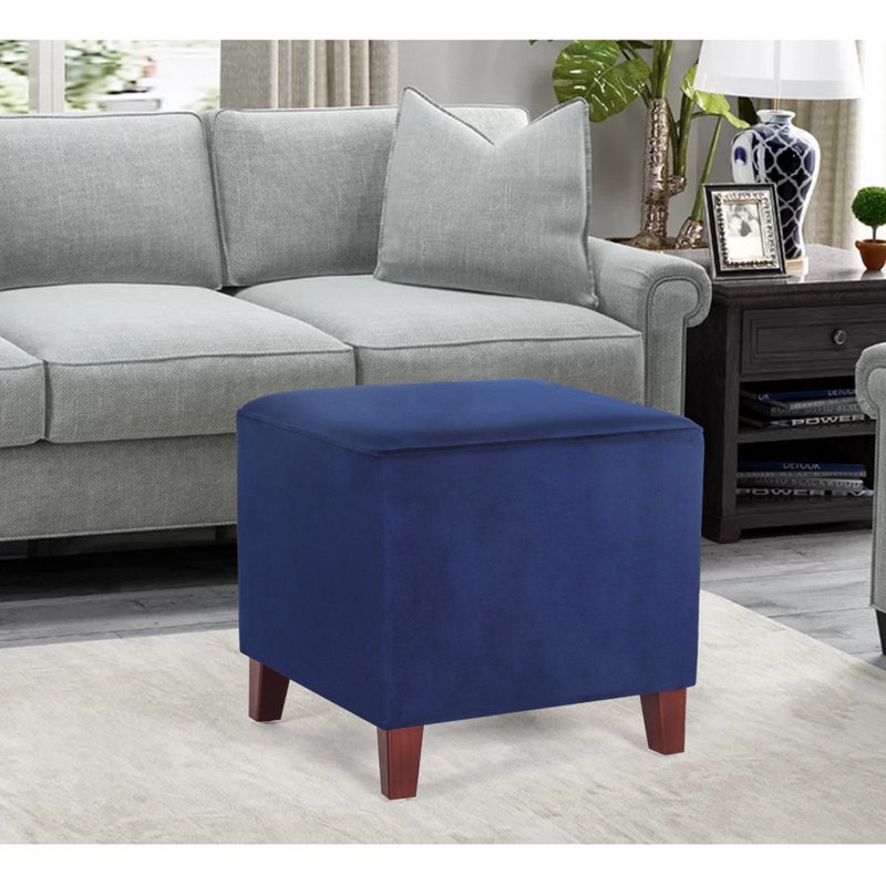 Moorhouse Upholstered Ottoman, Blue 100% Polyester