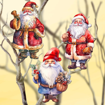 Clip-on Ornaments Collection 7.5'' Handmade Wood People Shatterproof Holiday Shaped Ornament
