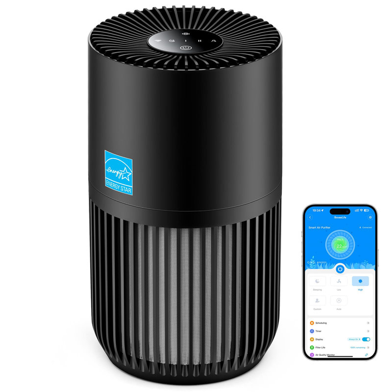 Mini Air Purifier for Bedroom, HEPA Smart Filter Air Purifier Control for Pet Hair, Odors, Pollen, Smoke, Portable Air Cleaner with 3 Speeds, 2 Modes, Timer, Aroma for Home