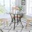 Table de salle à manger ronde en verre de 42 po avec structure en métal de style croissant Hardrick-28473369-28473371