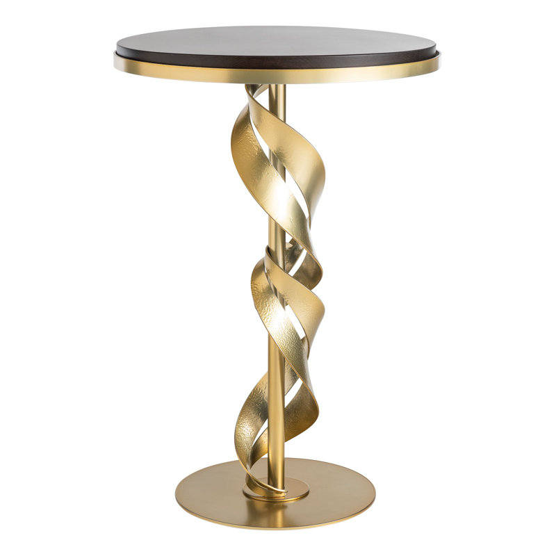 Folio Wood Top Accent Table, Espresso, Modern Brass