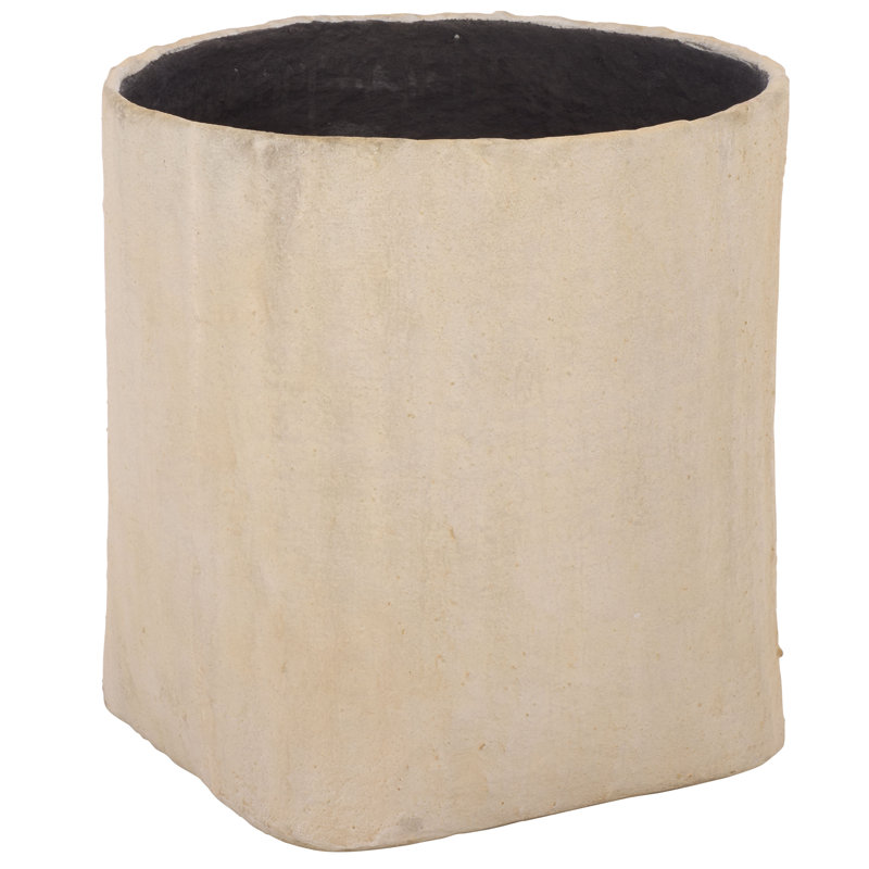 Grand pot de fleurs carré Cana, Beige