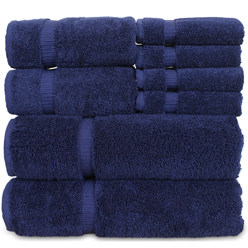 Ensemble de serviettes en coton turc 8 pièces Thurantowa, Bleu marine