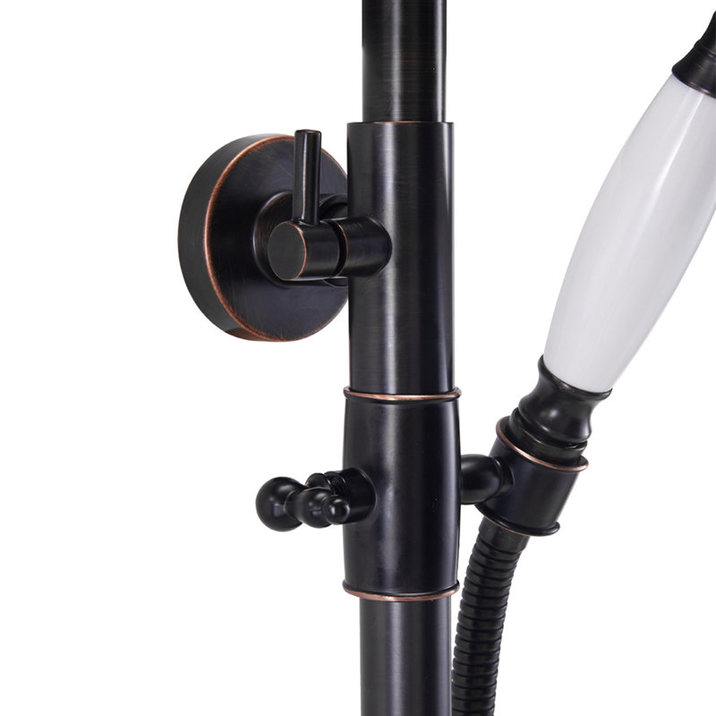 Double valve shower head black antique color set