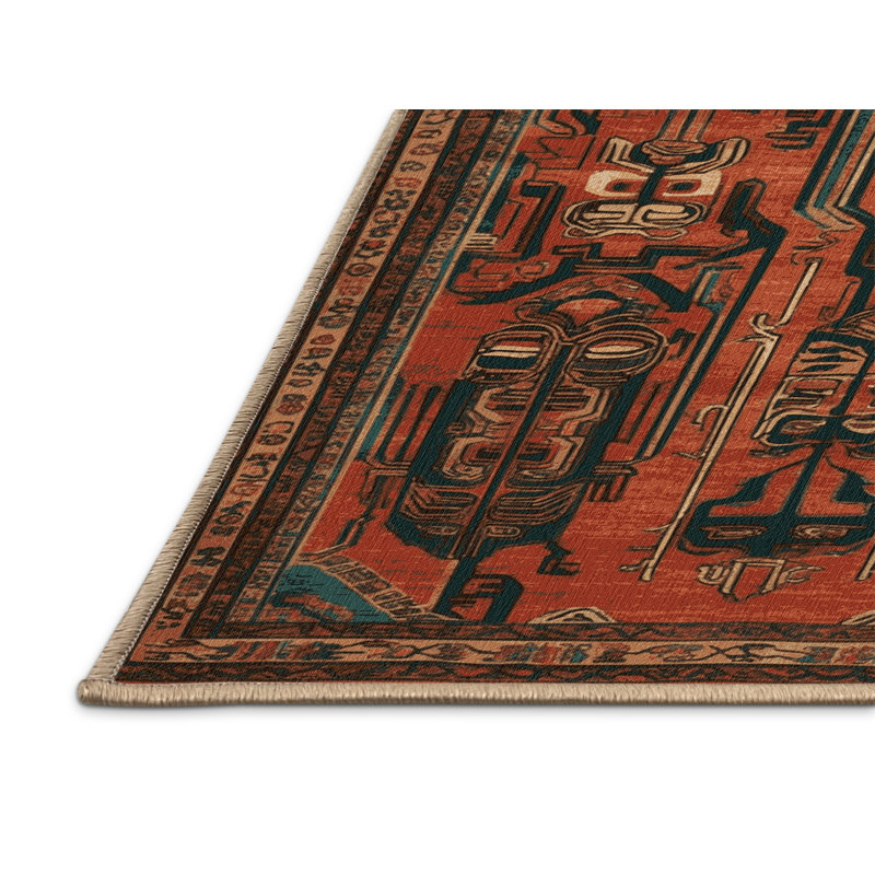 Tapis art déco brun lavable à la machine