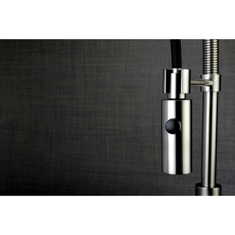 Kingston Brass Continental Single-Handle 1-Hole Deck Mount Pre-Rinse Kitchen Faucet, Brushed Nickel