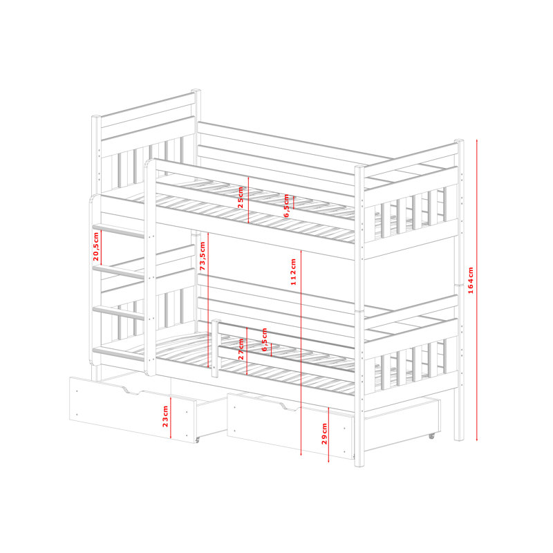 Alizeh Kids EU Single - 90 X 200 Cm Bunk Bed