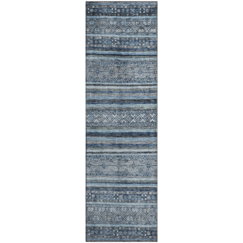 Tapis à rayures Baford AMF1653 lavable à la machine de qualité supérieure, Tapis de couloir 2 pi 3 po x 7 pi 6 po