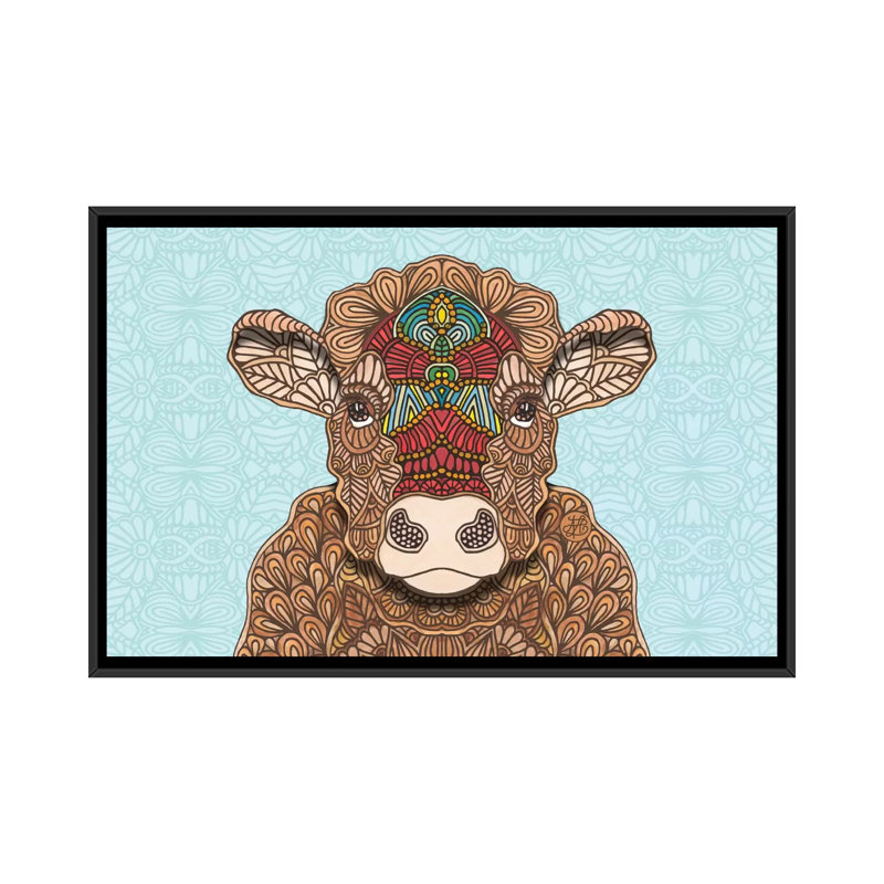 « frida » par angelika parker, impression sur toile tendue, H 32 po x l 48 po x P 1,5 po, Toile avec cadre noir, Pas de tapis