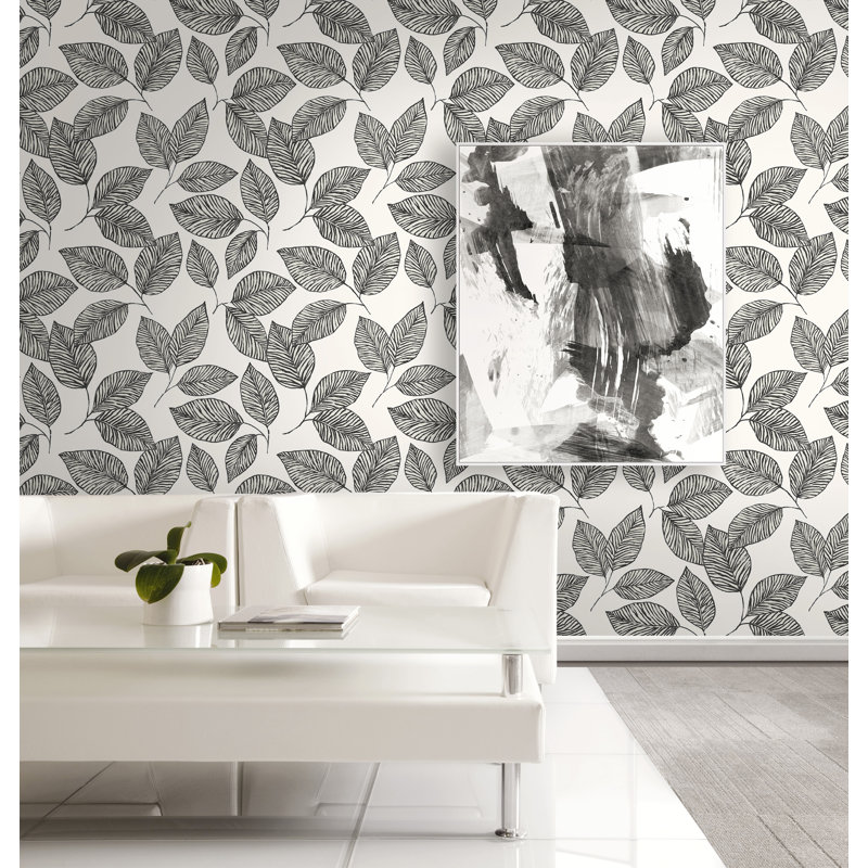Papier peint Afan, Blanc / noir