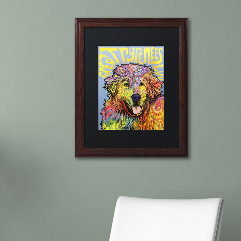 «Great pyrenees» par Dean Russo, impression encadrée, H 14 po x l 11 po x P 0,5 po, Noir, Cadre noir
