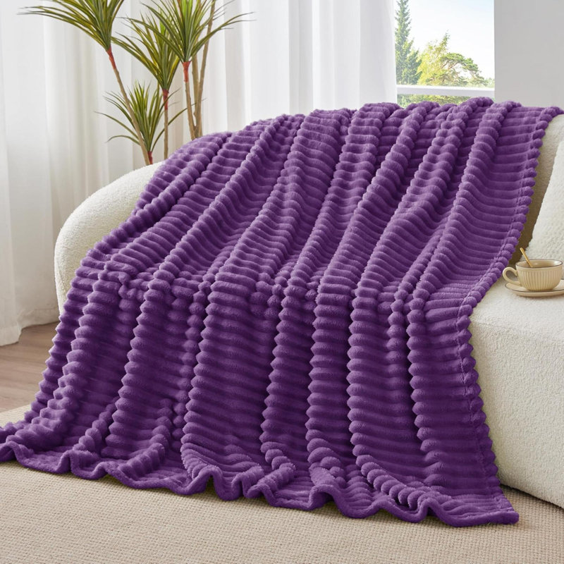 Jeté en molleton pour canapé - couverture moelleuse douce et chaude 300GSM, couvertures à rayures décoratives et personnalisables pour femmes, hommes, 50 po x 60 po