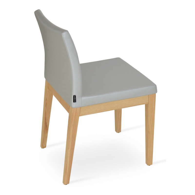 Aria Wood Dining Chair, Natural, Red PPM Faux Leather
