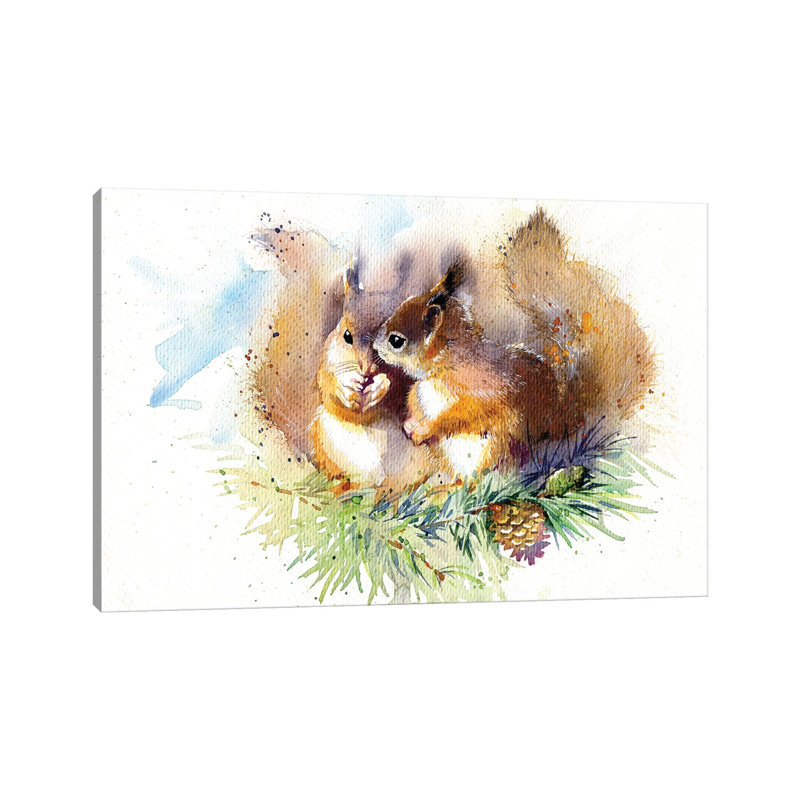 Squirrels by Marina Ignatova - Wrapped Canvas Painting, 66.04 cm H x 45.72 cm W