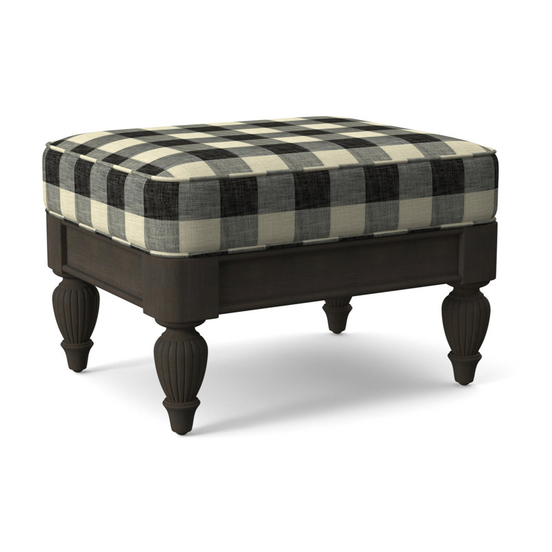 Grand View Ottoman, Black Buffalo Check; 0120-81, Celery Finish