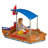 Wooden Pirate Sandbox with Canopy, Covered Kid's Sandbox, Blue & Red