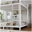 Grand lit superposé en métal pour les adolescents et les adultes, peu encombrant, convertible, blanc