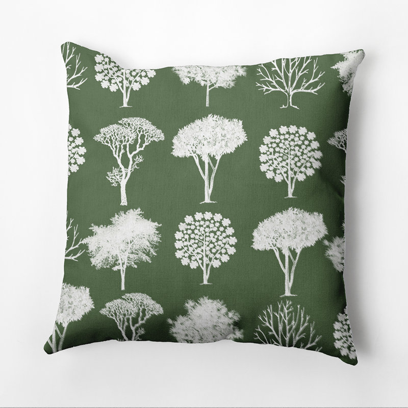 Lenard Field of Trees Square Pillow Cover and Insert, 20" H x 20" W x 2" D, Green