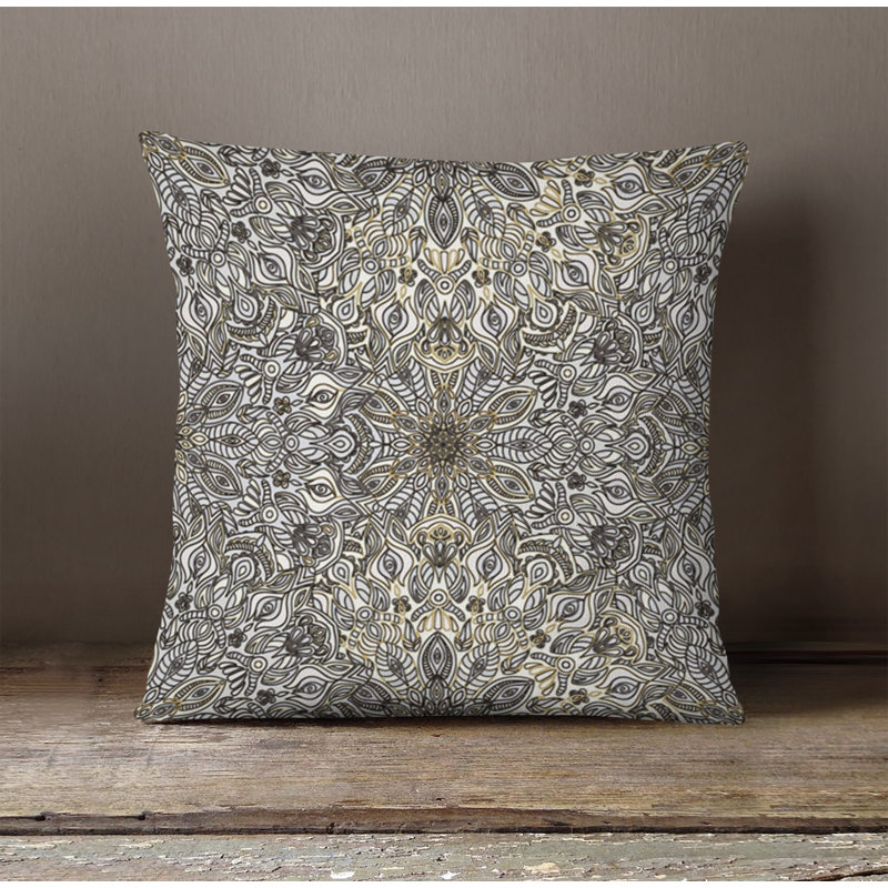 Throw Pillow With Insert, 16"H x 16"W, Brown/White Abstract 1