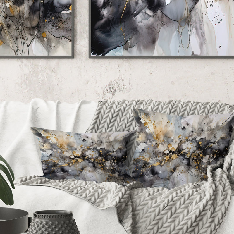 Coussin décoratif gris délicat à motif abstrait brossé II