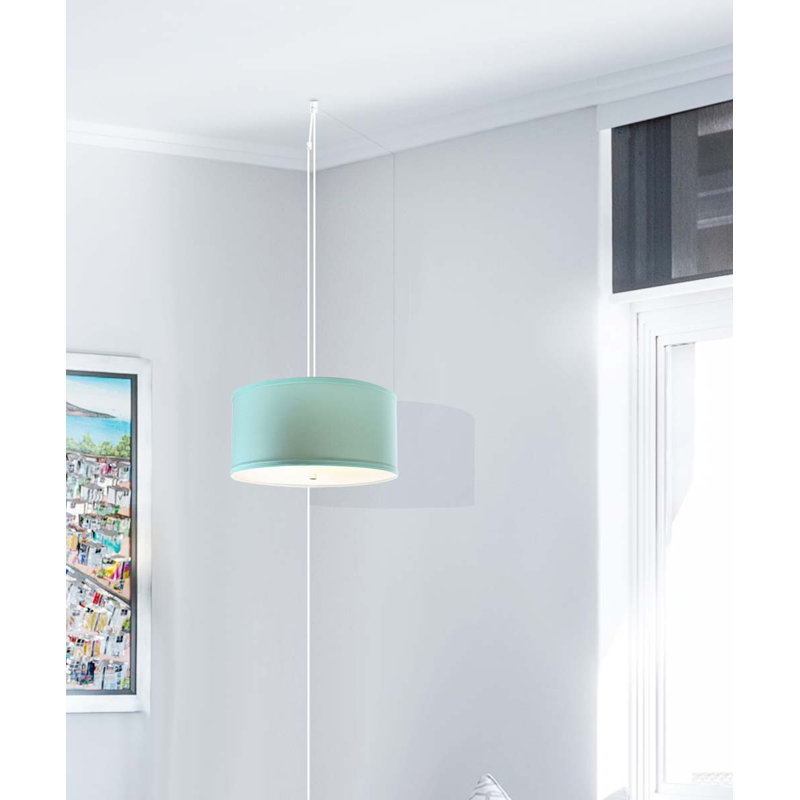 Luminaire suspendu cylindrique unique à 2 lumières, H 7 po x l 14 po x P 14 po, Island Paradise - bleu