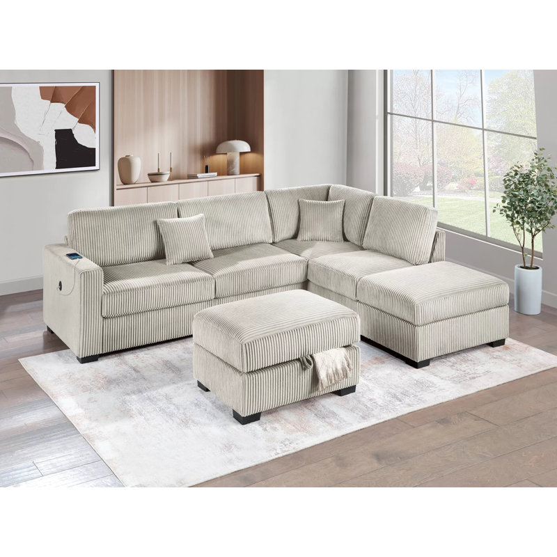 Ensemble modulaire réversible 3 pièces avec repose-pieds Adah, Chameau