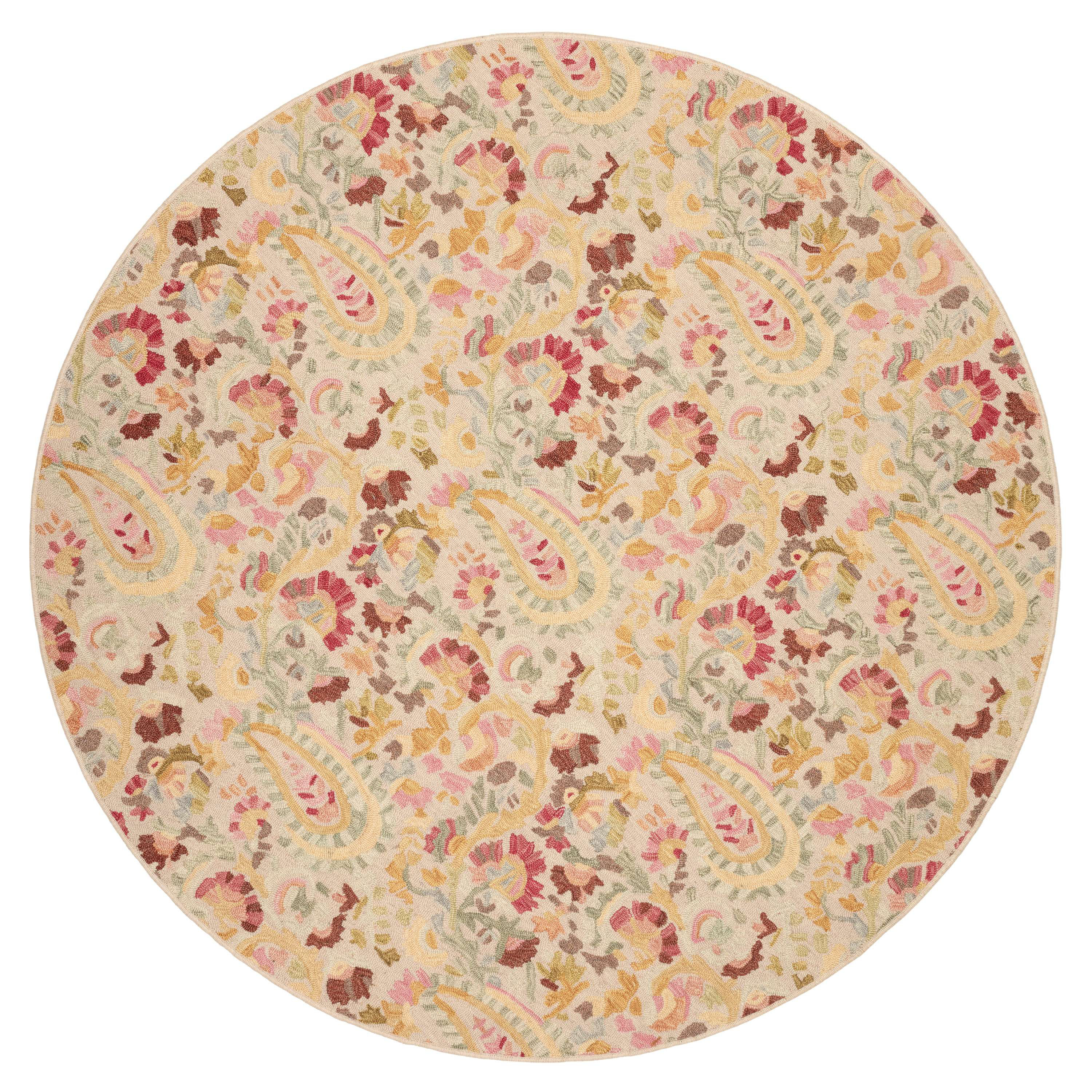 Dash and Albert Rugs Ines Paisley Hand Hooked Wool Beige/Pink/Yellow/Green  Area Rug & Reviews