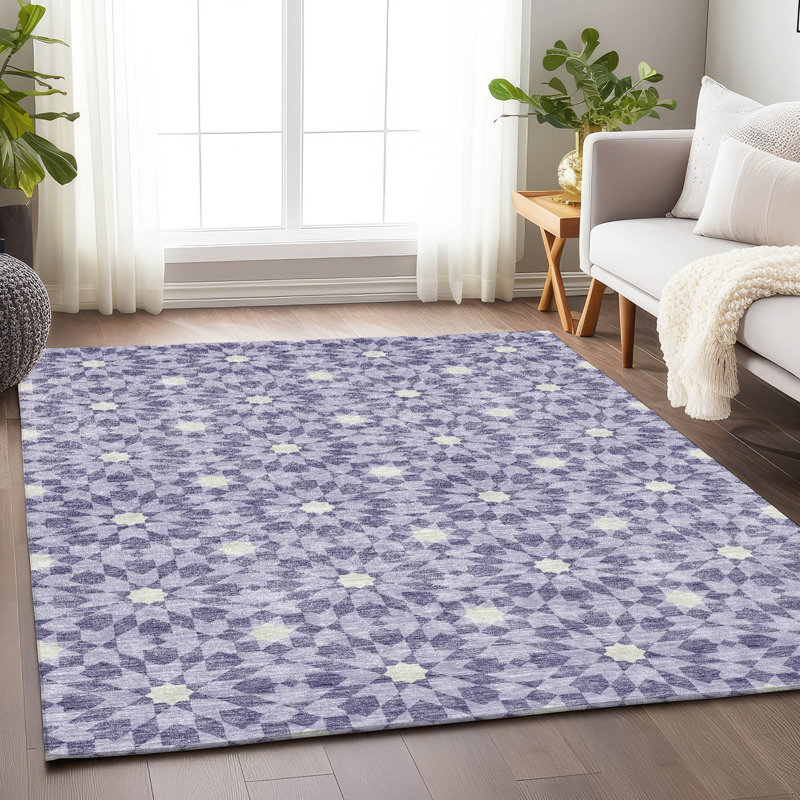 Premium Machine Washable Tweedy Lilac Rug, Rectangle 10' x 14'