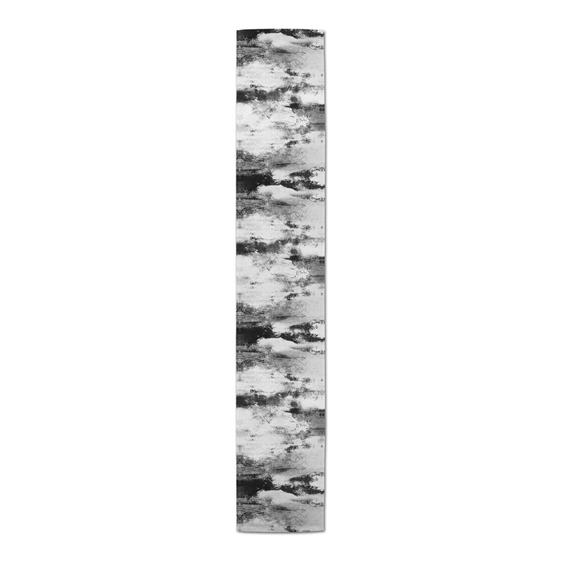 Abstract Outdoor Table Runner Abstract, 72" x 16", Black