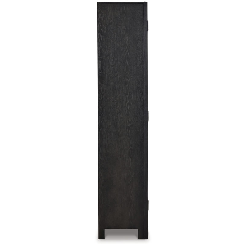 Black and Gray Transitional 76" Wood Accent Cabinet with Adjustable Shelving