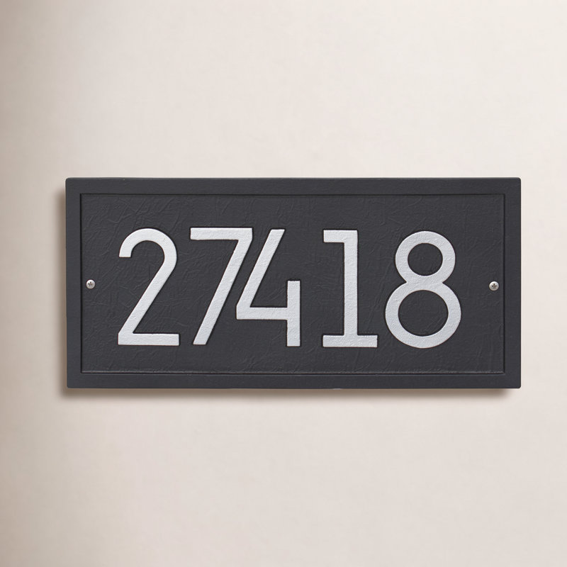 Plaque d'adresse moderne, Noir / argent, Oui