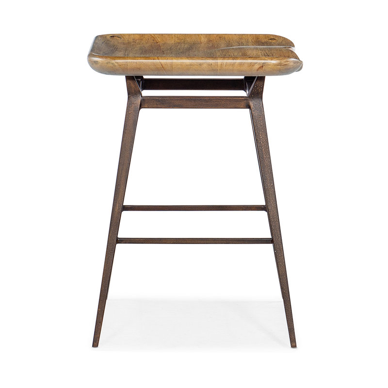 Vintage Natural Wood and Metal Counter Stool