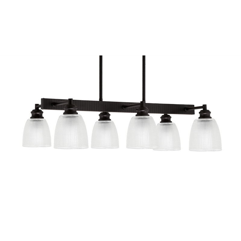 Edge 6 Light Bar Shown With 5" Clear Ribbed Glass, Espresso