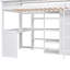 Lit mezzanine en bois avec plusieurs tablettes de rangement et garde-robe-1025630603