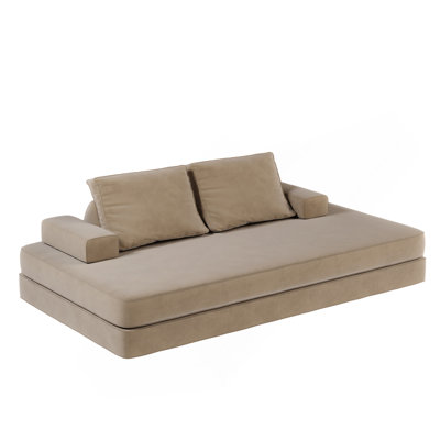 Canapé-lit convertible multifonctionnel 86,6 po avec 2 coussins et 2 coussins, canapé en tissu de chenille moelleux, méridienne, manette de jeu, canapé rembourré moderne bricolage, canapé profond pour salon, bureau