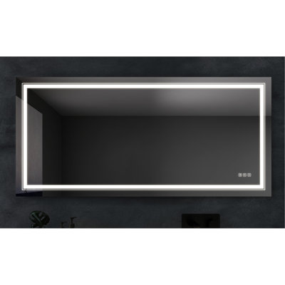 60X28 Inch Bathroom Led Mirror - Fog Performance, Stepless Brightness Alteration, Reflection Sight, Modern Design Appeal, Easy Installation Process 60"X28" Fogging 5Mm Tempered Glass, Touch Button