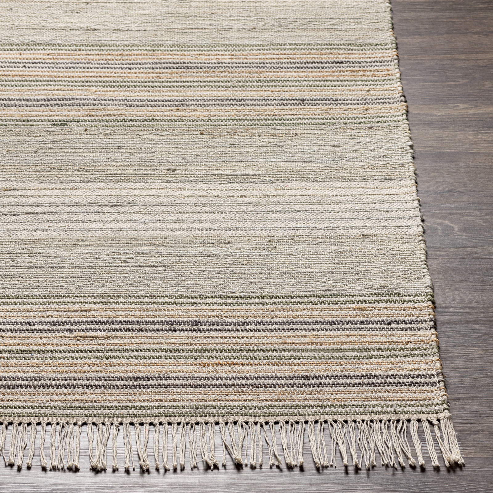 Haiya Hand-Woven Striped Jute Area Rug, Rectangle 8' x 10'