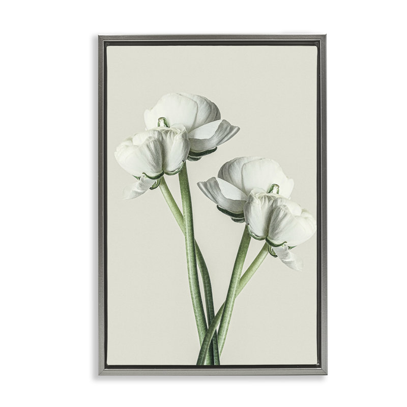 Toile flottante encadrée "White Flower" par Incado, Cadre flottant gris lustré, H 25 po x l 17 po