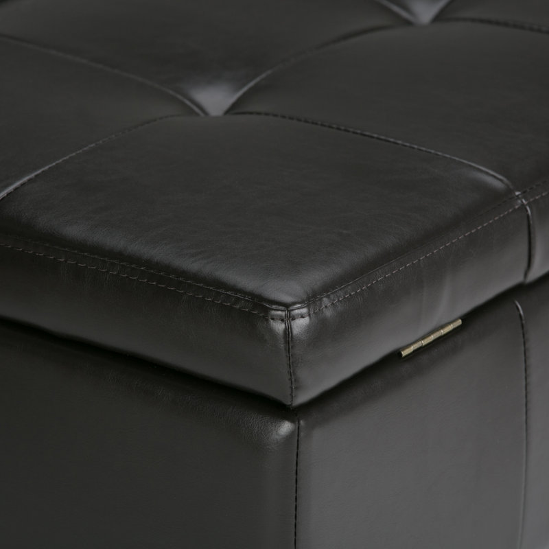 Tanner's Brown Faux Leather Tufted Storage Ottoman