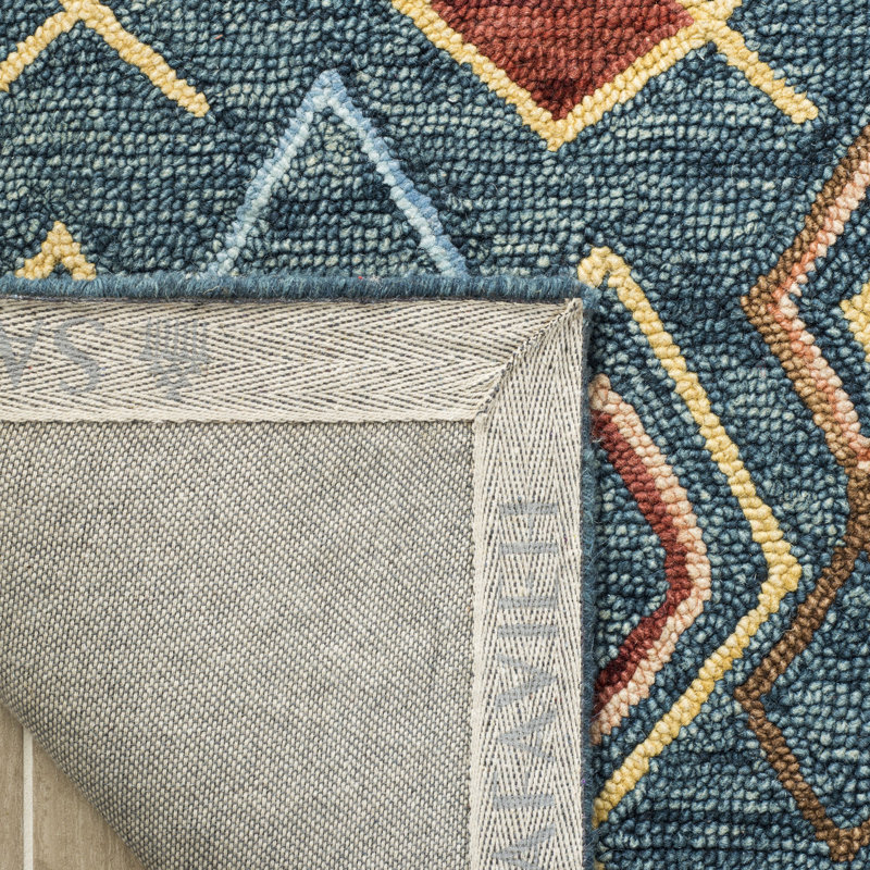 Tapis en laine et en coton crocheté à la main Renfrow, Rectangle 8 pi x 10 pi