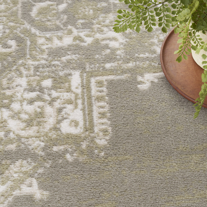 Burnie Oriental Olive Area Rug, Rectangle 10' x 14'
