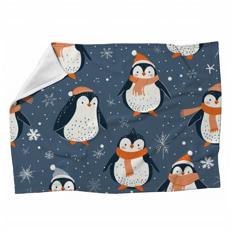 Penguins Animal Warm Machine Printed Throw Blanket, 50" W x 60" L