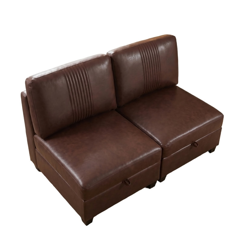 Canapé modulaire flexible en polyuréthane, Dark Brown Faux Leather, H 35,43 po x l 58,26 po x P 35,43 po