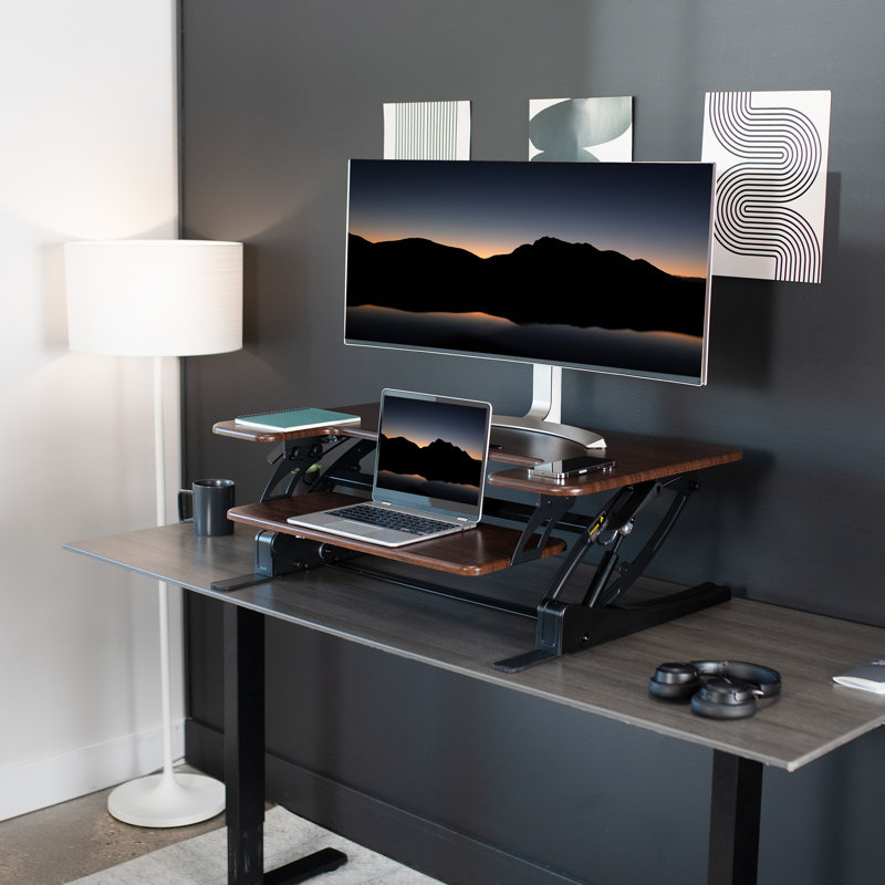 Standing Desk Converter DESK-V000V Series, Dark Brown / Black