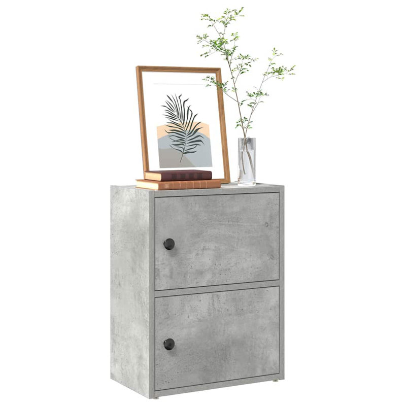 Shanetra 40cm W Bookcase, (2 Shelves) 52cmH x 40cmW x 24cmD, Concrete Grey