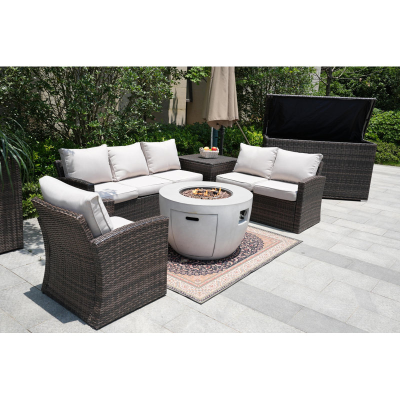 - Person Patio Conversation Set with Cushions, Brown