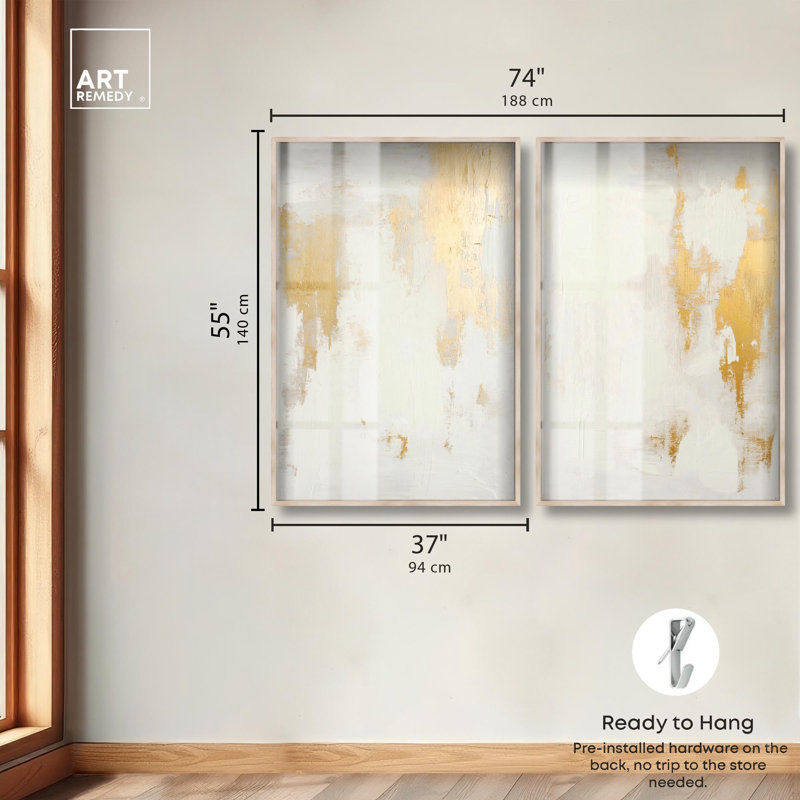 Tranquility pair Gold Art , Crème, crème, H 55 po x l 37 po