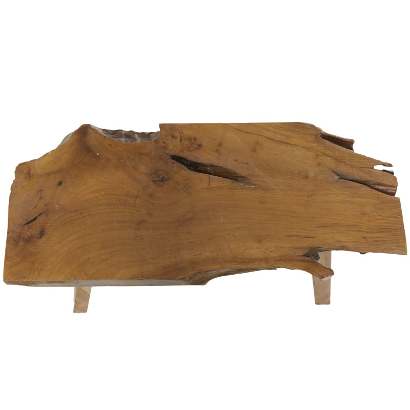 Villicana Teak Wood Handmade Live Edge Top Brown Coffee Table